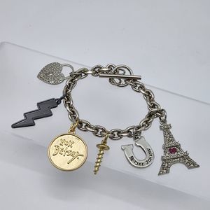 Betsey Johnson Vintage Eiffel Tower Heart Lightning Charm Bracelet